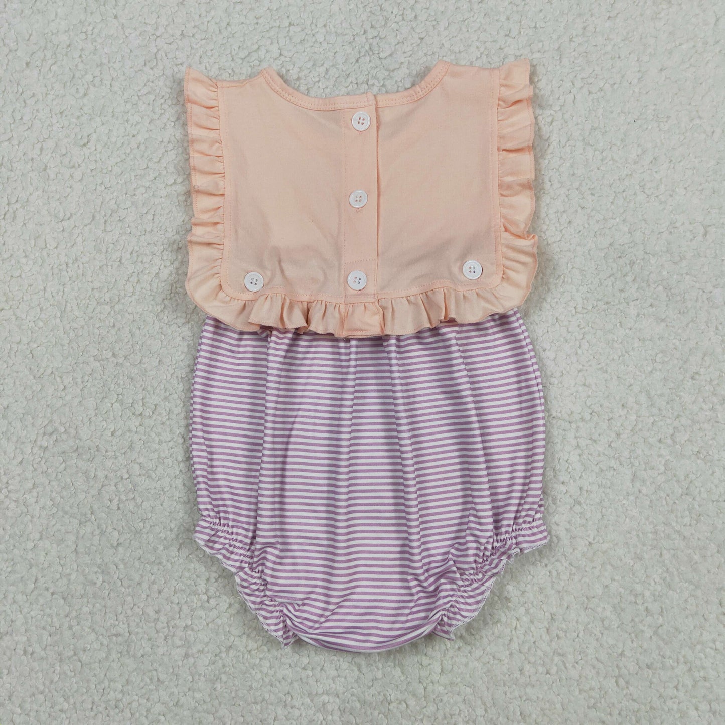 SR3941 Purple Stripe Orange Pink Ruffle Sleeveless Girls Bubble Romper 202604 RTS