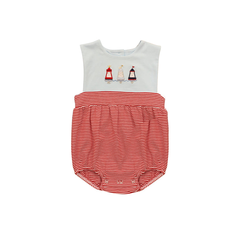 MOQ 5 PCS preorder SR3951 Float Red Stripe Sleeveless Boys Bubble Romper 202601