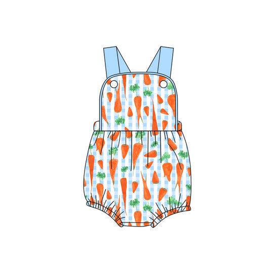 MOQ 5 PCS preorder SR3966 Easter Carrots Blue Sleeveless Boys Bubble Romper 202601