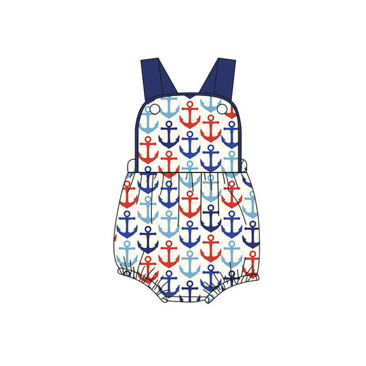 MOQ 5 PCS preorder SR3971 Anchor Beige Blue Sleeveless Boys Bubble Romper 202601