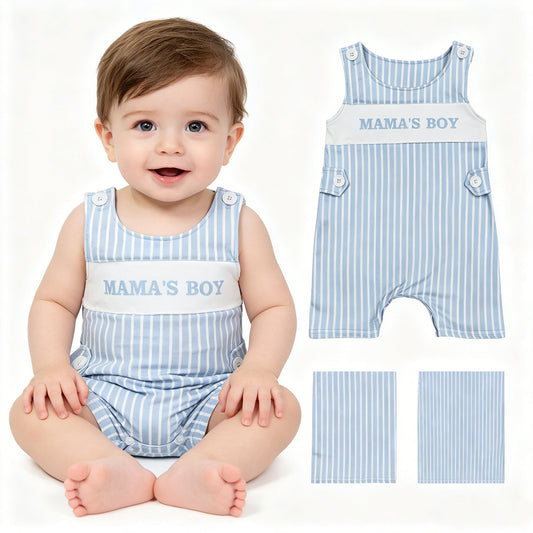 SR3972 MAMA‘S BOY Blue Stripe Sleeveless Boys Romper 202605 RTS