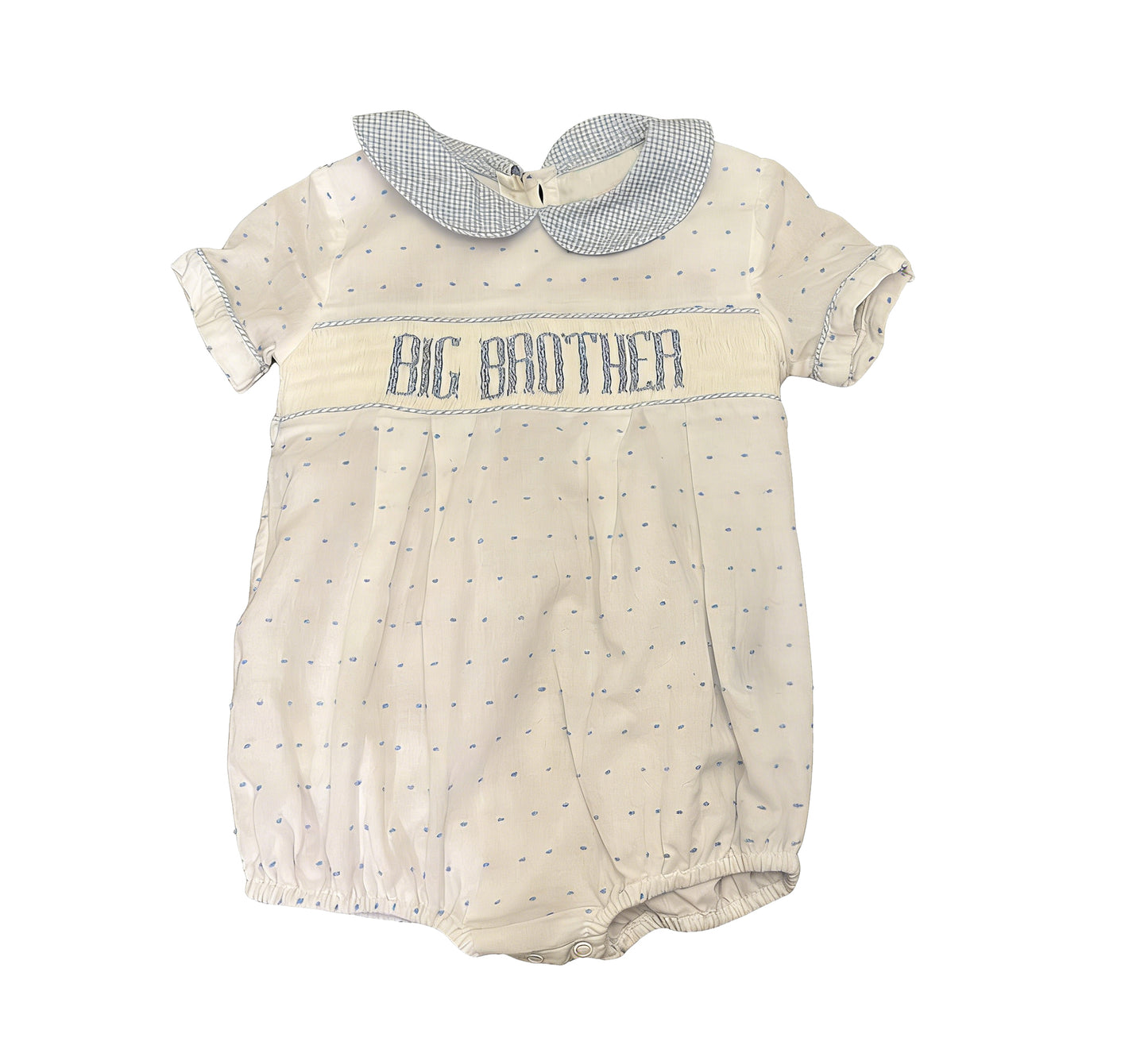 MOQ 5 PCS preorder SR3980 Big Brother Dots Doll Collar Beige Short Sleeve Boys Bubble Romper 202601