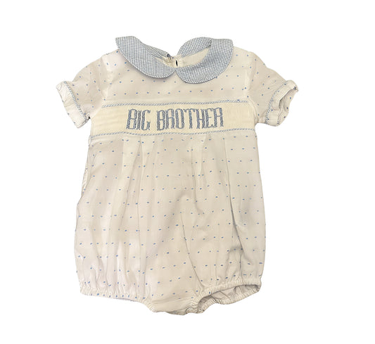 MOQ 5 PCS preorder SR3980 Big Brother Dots Doll Collar Beige Short Sleeve Boys Bubble Romper 202601