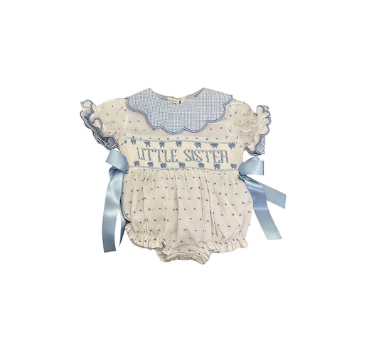 MOQ 5 PCS preorder SR3981 Little Sister Dots Bows Ruffle Beige Short Sleeve Girls Bubble Romper 202601