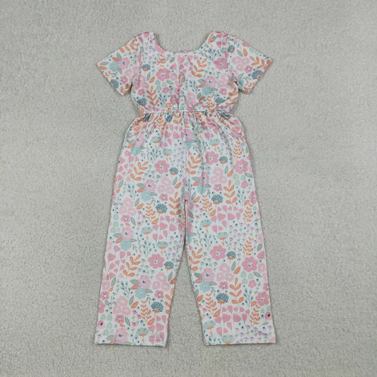 SR3987 Flower Leaf Short Sleeve Girls Overalls Jumpsuits 202604 RTS