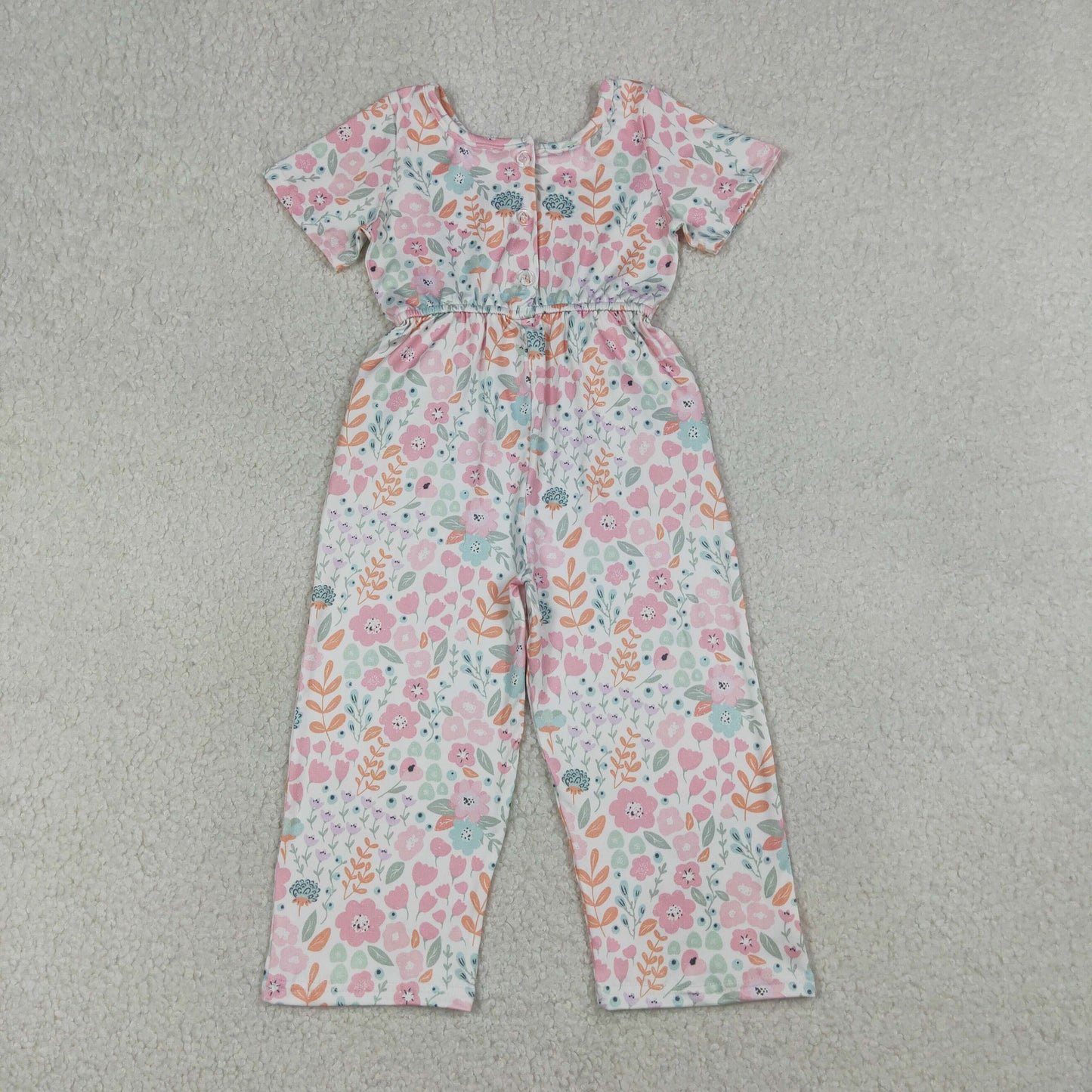 SR3987 Flower Leaf Short Sleeve Girls Overalls Jumpsuits 202604 RTS