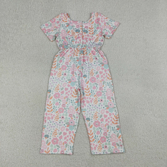 SR3987 Flower Leaf Short Sleeve Girls Overalls Jumpsuits 202604 RTS