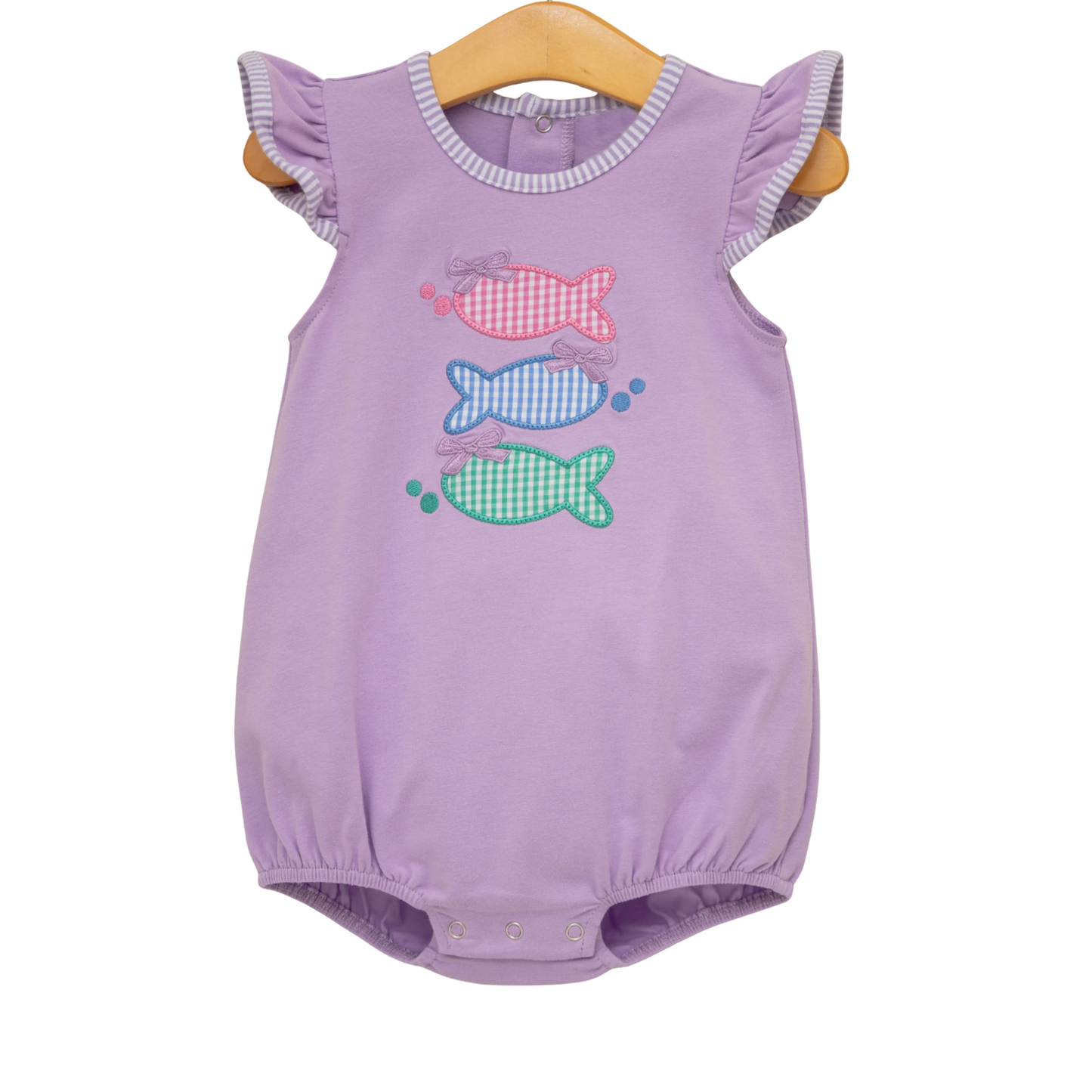 MOQ 5 PCS preorder SR4006 Fishing Pattern Purple Flying Sleeve Girls Bubble Romper 202601
