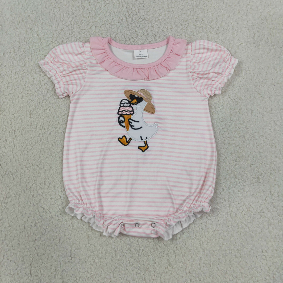 SR4101 Embroidery Goose Baby Girls Romper
