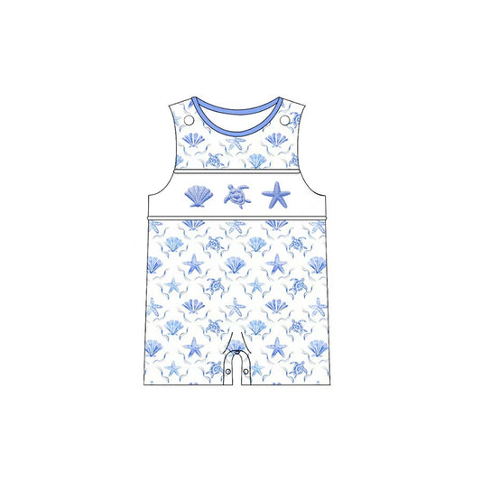 MOQ 5 PCS preorder SR4110 Seashells Turtles Starfish Sleeveless Boys Bubble Romper 202603 Sibling