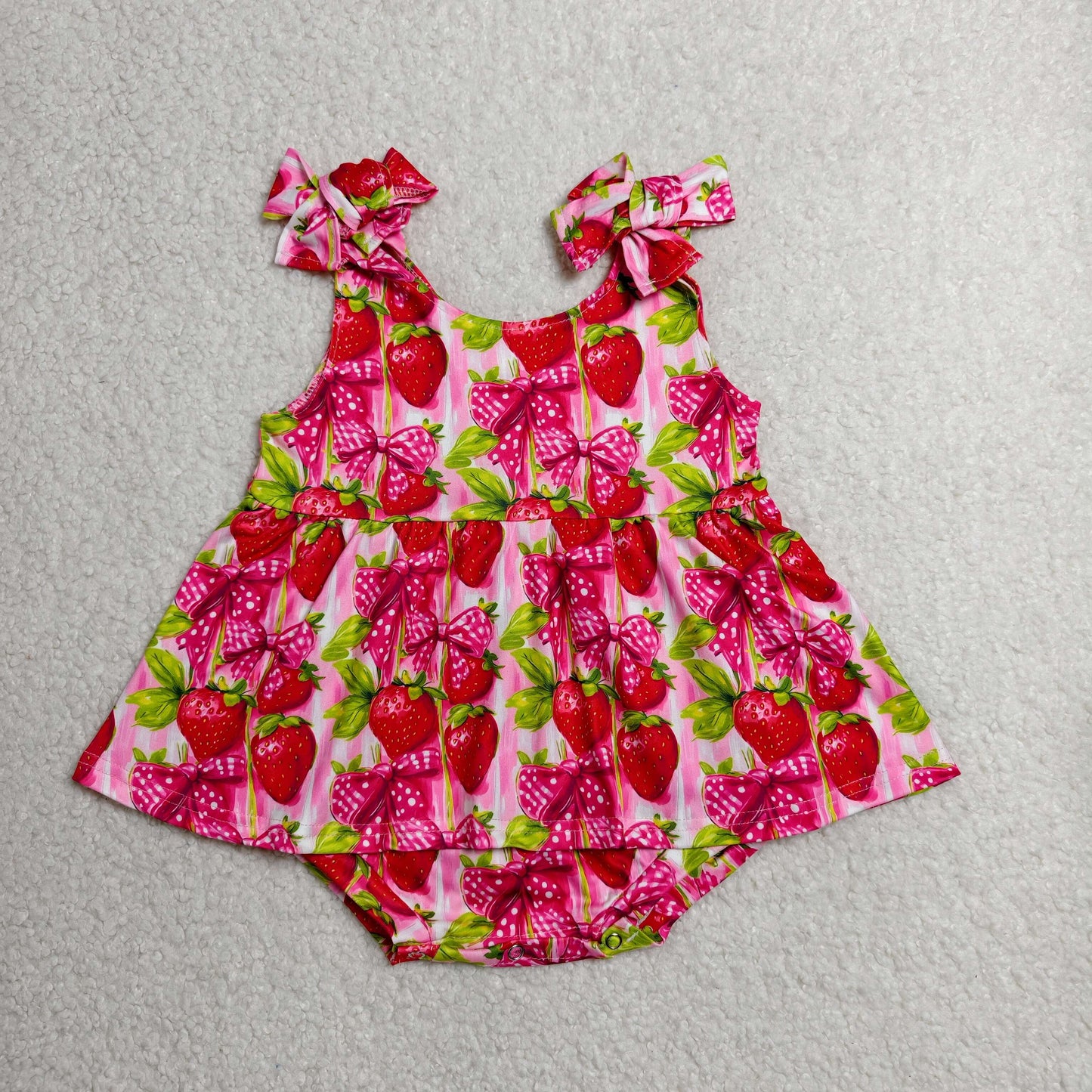 SR4134 Strawberry Rose Red Ruffle Sleeveless Girls Bubble Romper 202606 RTS Sibling