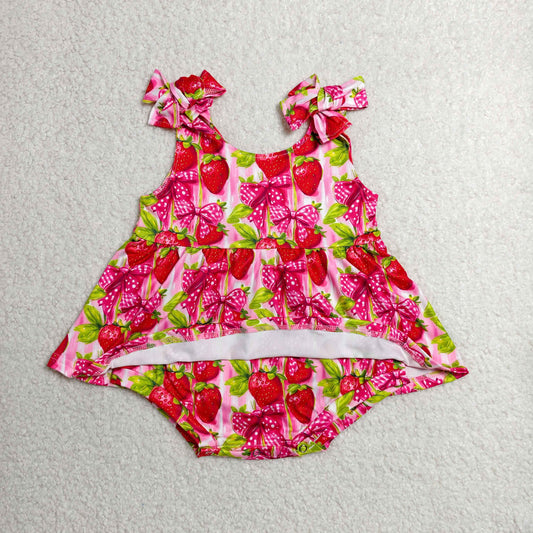 SR4134 Strawberry Rose Red Ruffle Sleeveless Girls Bubble Romper 202606 RTS Sibling