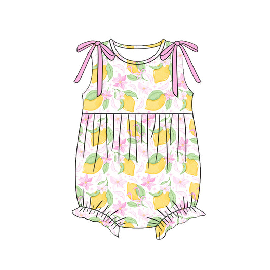 MOQ 5 PCS preorder SR4137 Lemon Leaf Rose Red Flower Bows Sleeveless Girls Bubble Romper 202603 Sibling