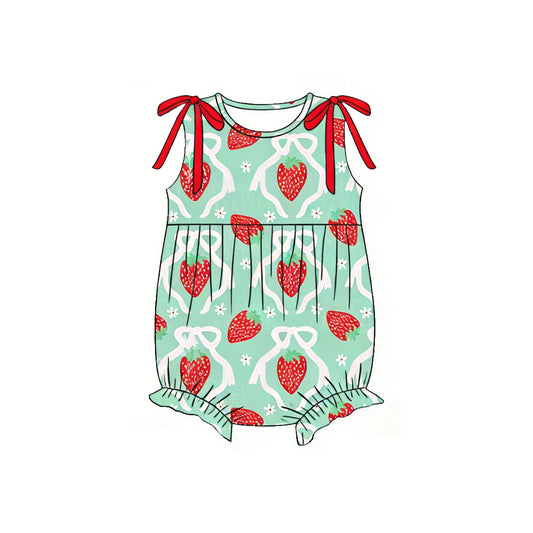 MOQ 5 PCS preorder SR4138 Watermelon Flower Red Bows Sleeveless Girls Bubble Romper 202603 Sibling