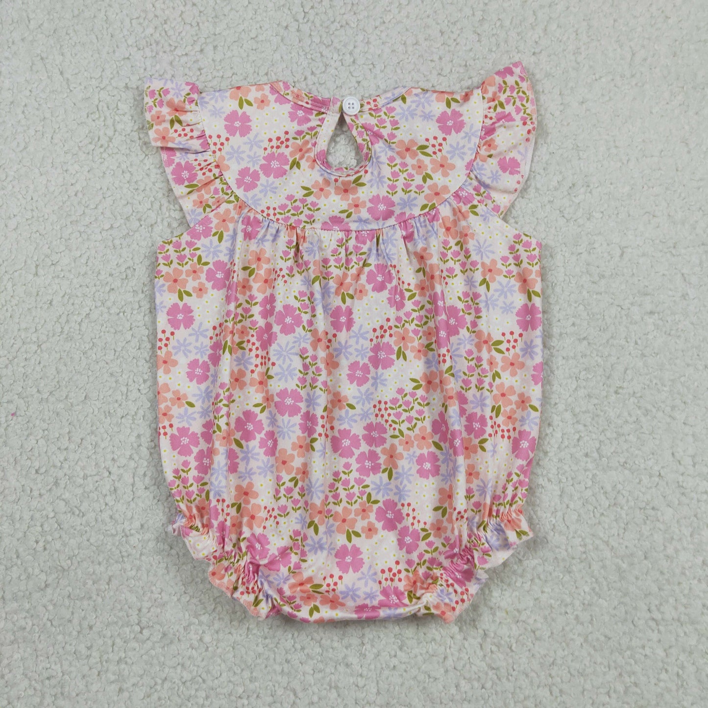 SR4142 I Love Dad Floral Rose Red Short Sleeve Girls Bubble Romper 202605 RTS Sibling