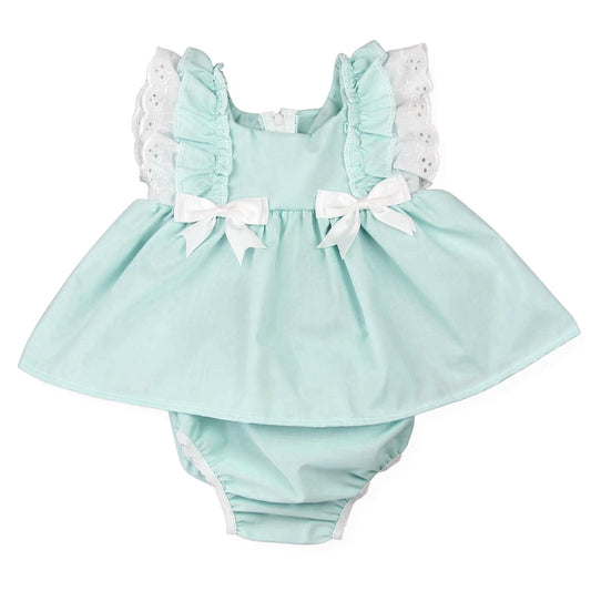 MOQ 5 PCS preorder SR4145 Lace Ruffle Bows Solid Light Blue Green Sleeveless Girls Bubble Romper 202603
