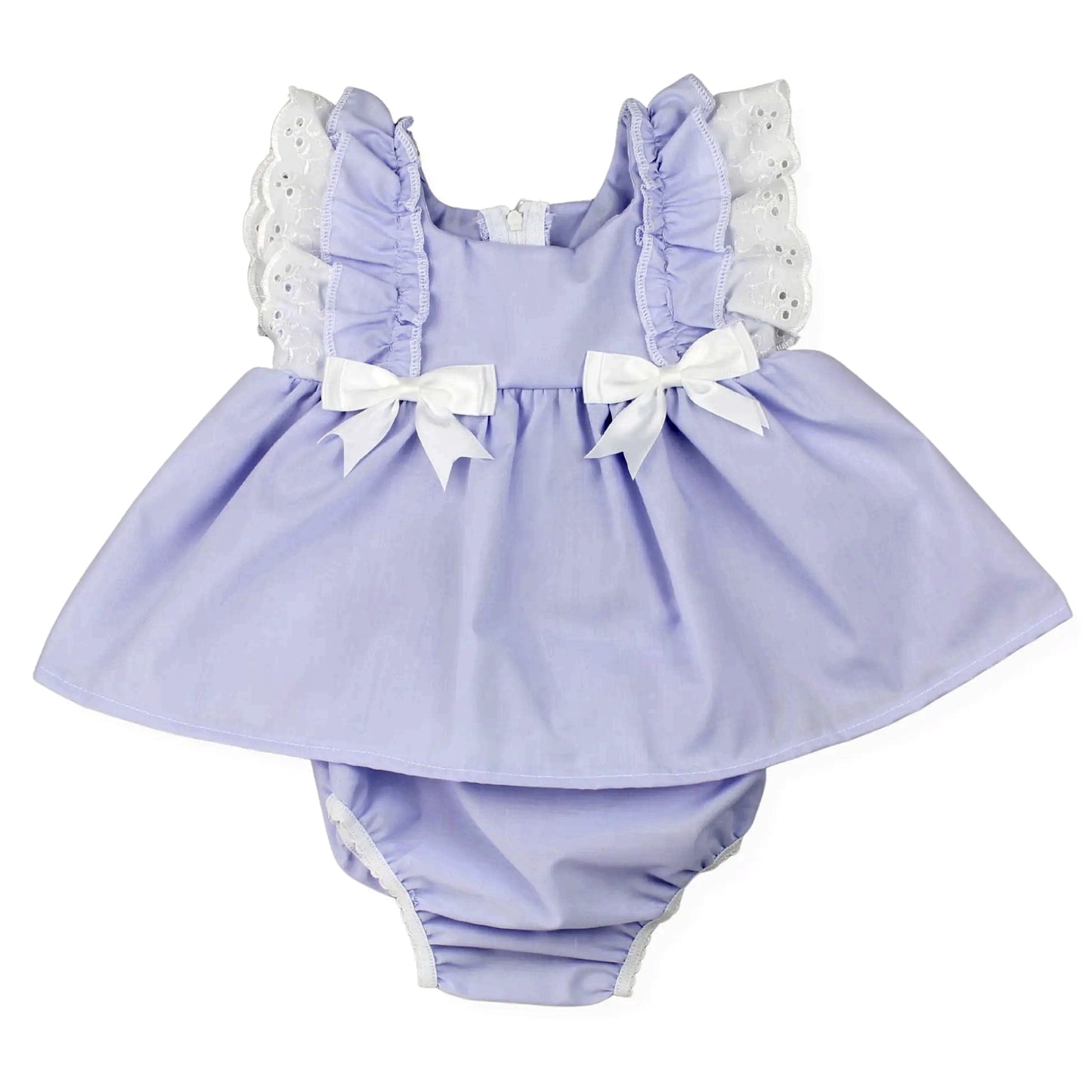 MOQ 5 PCS preorder SR4146 Lace Ruffle Bows Solid Light Purple Sleeveless Girls Bubble Romper 202603