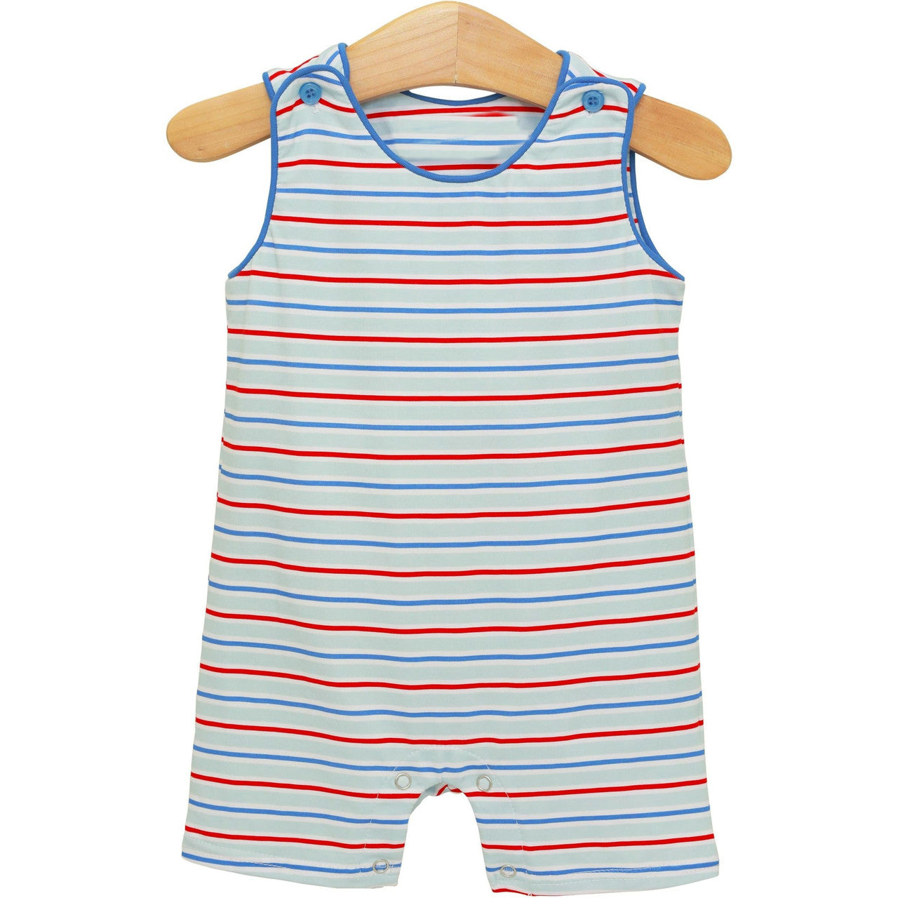 MOQ 5 PCS preorder SR4147 4th of July Red Blue Stripe Sleeveless Boys Bubble Romper 202603