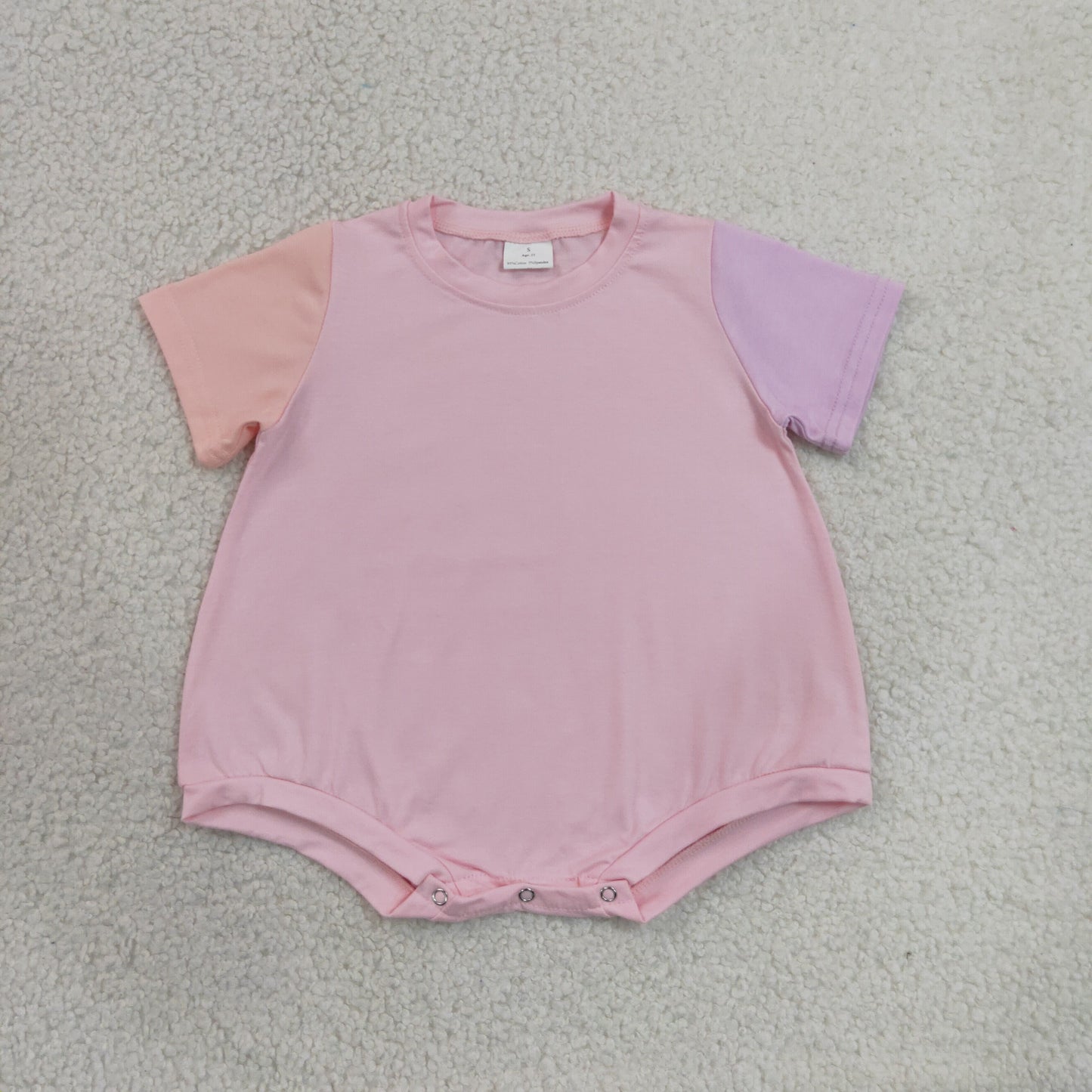 SR4156 Pink Patchwork Short Sleeve Girls Bubble Romper 202606 RTS