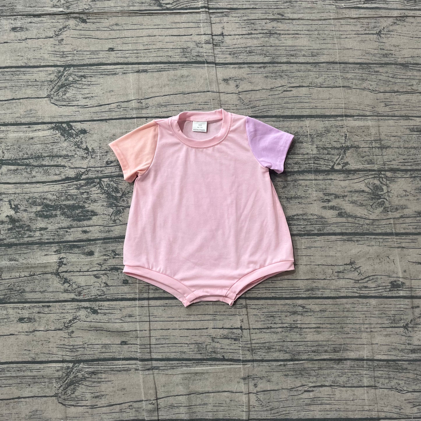 NO MOQ preorder SR4156 Pink Patchwork Short Sleeve Girls Bubble Romper 202604