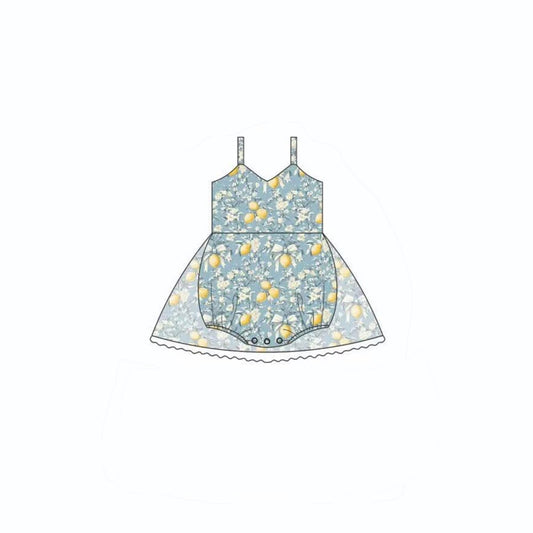 MOQ 5 PCS preorder SR4164 Lemon Bows Flower Sleeveless Girls Bubble Romper 202603
