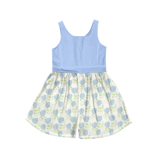 MOQ 5 PCS Preorder SR4173 Flower Leaf Blue Sleeveless Girls Yoga Overalls Jumpsuits 202604