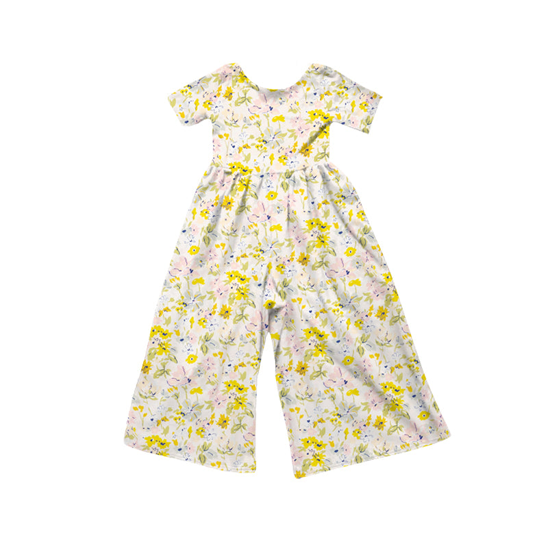 MOQ 5 PCS Preorder SR4196 Flower Leaf Short Sleeve Girls Overalls Jumpsuits 202604