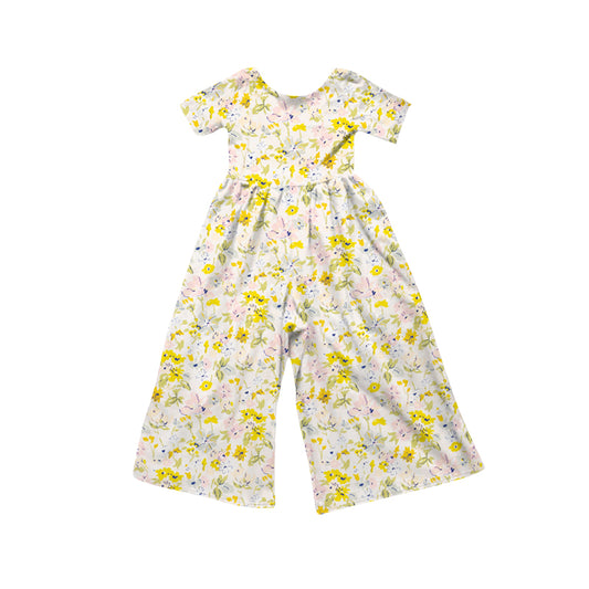 MOQ 5 PCS Preorder SR4196 Flower Leaf Short Sleeve Girls Overalls Jumpsuits 202604