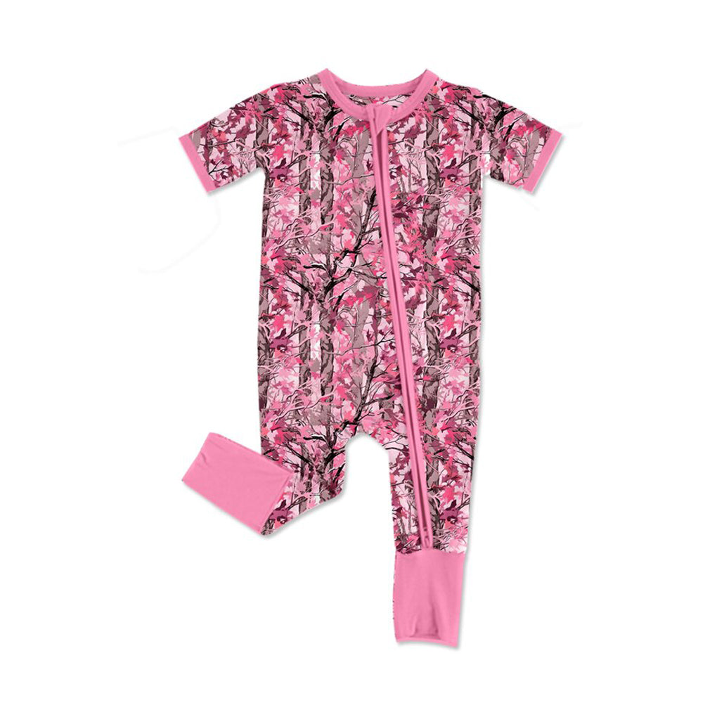 MOQ 5 PCS preorder SR4212 Branches Leaves Rose Red Zip Short Sleeve Girls Romper 202604