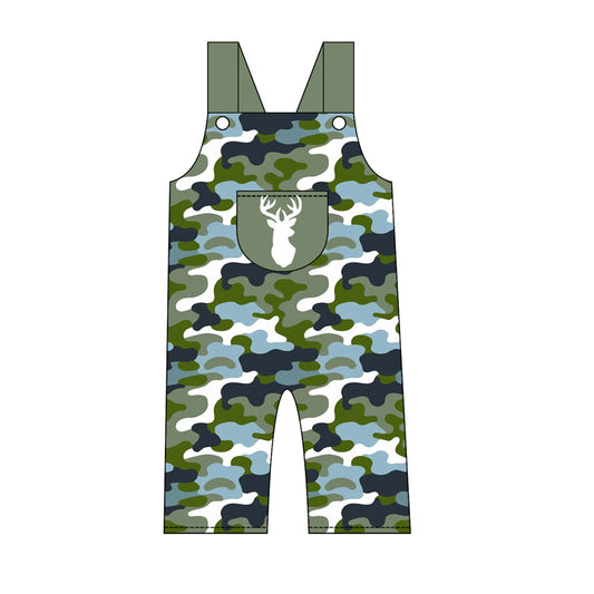 MOQ 5 PCS Preorder SR4224 Deer Hunting Camouflage Blue Green Sleeveless Boys Overalls Jumpsuits 202604