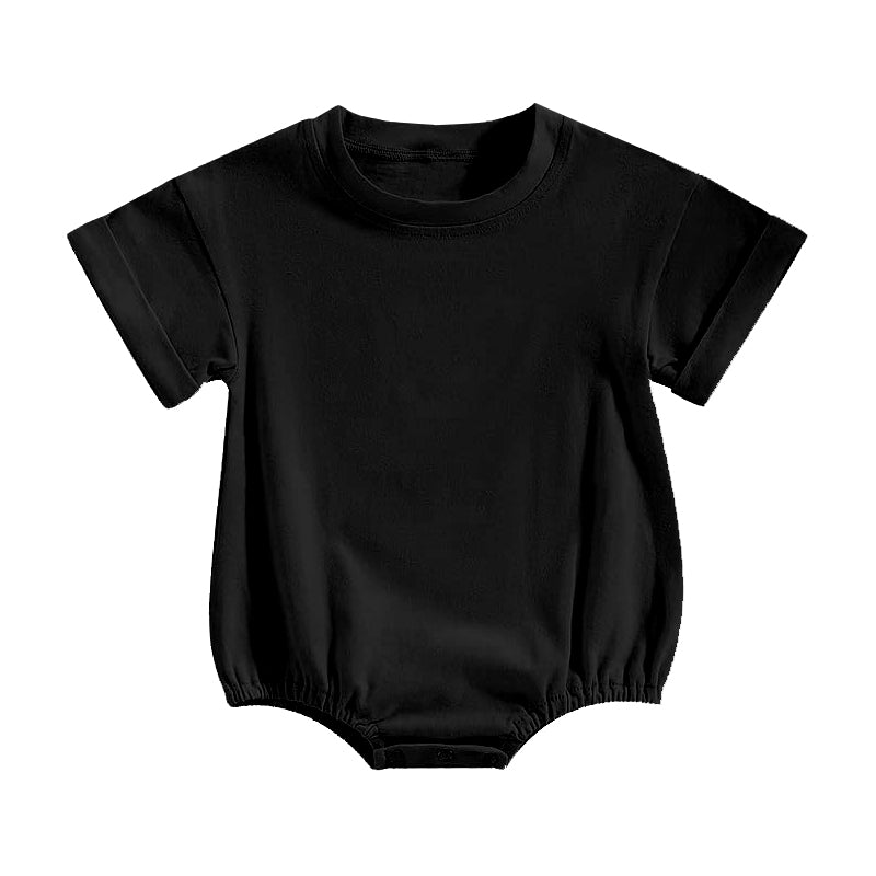 MOQ 5 PCS preorder SR4229 Solid Black Short Sleeve Boys Bubble Romper 202604