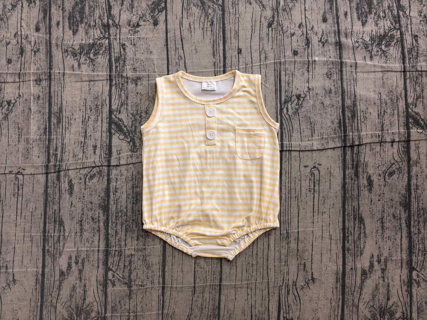 NO MOQ preorder SR4236 Yellow Plaid Sleeveless Boys Bubble Romper 202606