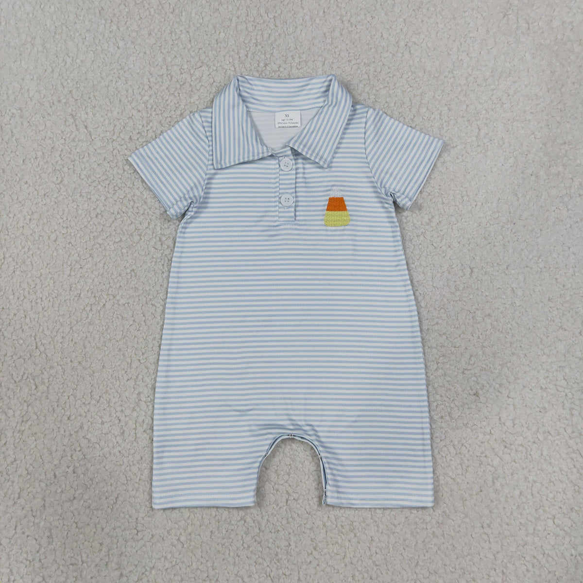 SR4281 Embroidery Halloween Candy Canes Stripe Baby Boys Romper