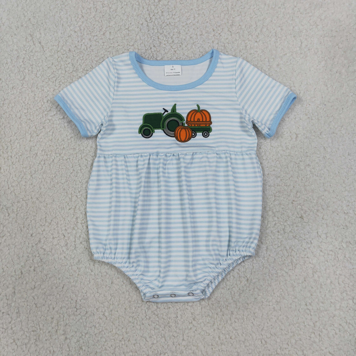 SR4286 Embroidery Fall Pumpkin Pumpkin Car Baby Boys Romper