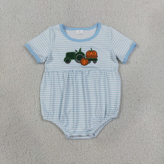 SR4286 Embroidery Fall Pumpkin Pumpkin Car Baby Boys Romper