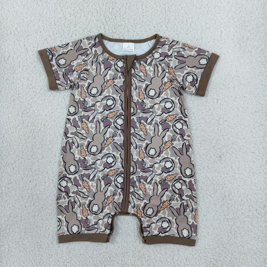 SR4305 Easter Bunny Camo Baby Zipper Romper Sleepers