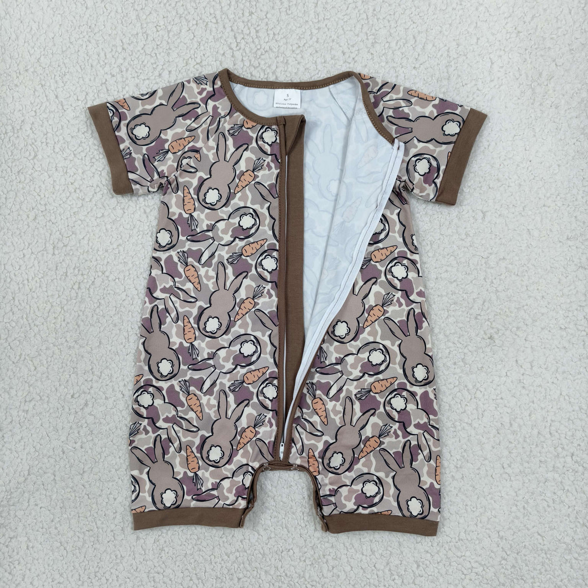 SR4305 Easter Bunny Camo Baby Zipper Romper Sleepers