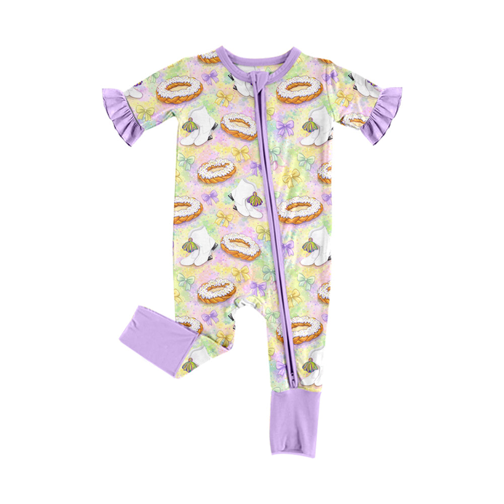 Preorder MOQ 5 pcs 202609 Each Style Mardi Gras Ruffles Pajamas Kids Matching Clothes