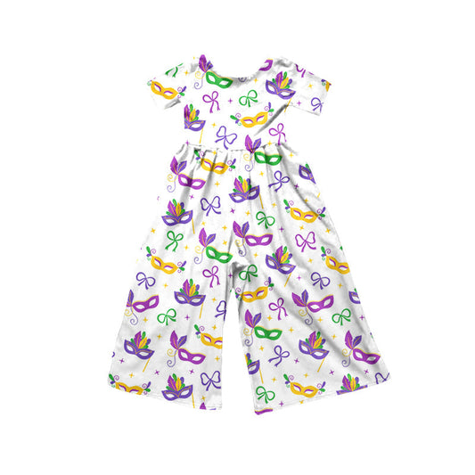 Preorder MOQ 5 pcs Each Style Mardi Gras Mask Girl's Jumpsuit Kids Matching Clothes 202609