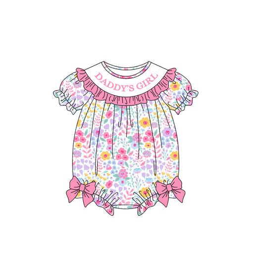 Preorder MOQ 5 pcs Each Style DADDY'S GIRL Floral Ruffles Baby Girls Romper Kids Matching Clothes