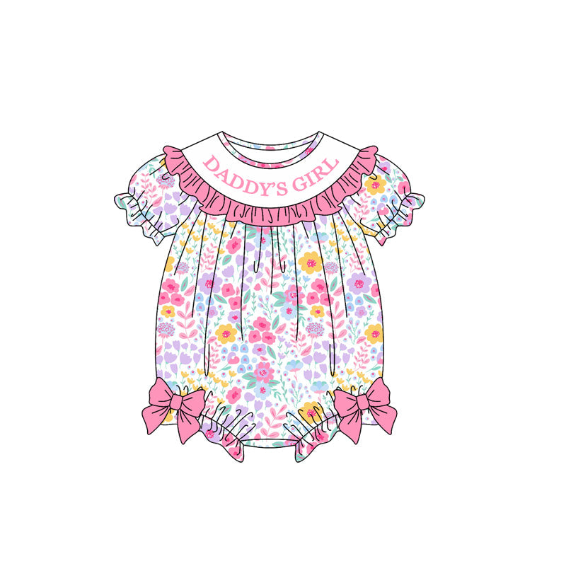 Preorder MOQ 5 pcs Each Style DADDY'S GIRL Floral Ruffles Baby Girls Romper Kids Matching Clothes