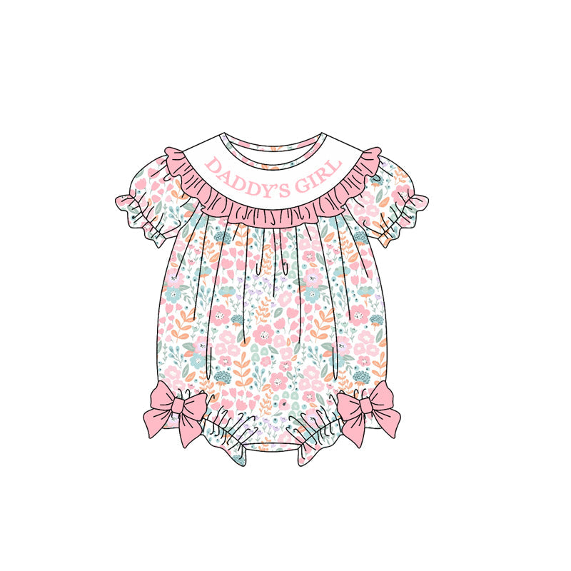 Preorder MOQ 5 pcs Each Style DADDY'S GIRL Floral Ruffles Baby Girls Romper Kids Matching Clothes