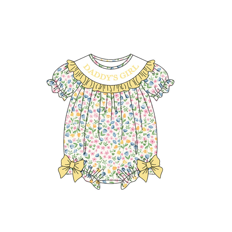 Preorder MOQ 5 pcs Each Style DADDY'S GIRL Floral Ruffles Baby Girls Romper Kids Matching Clothes