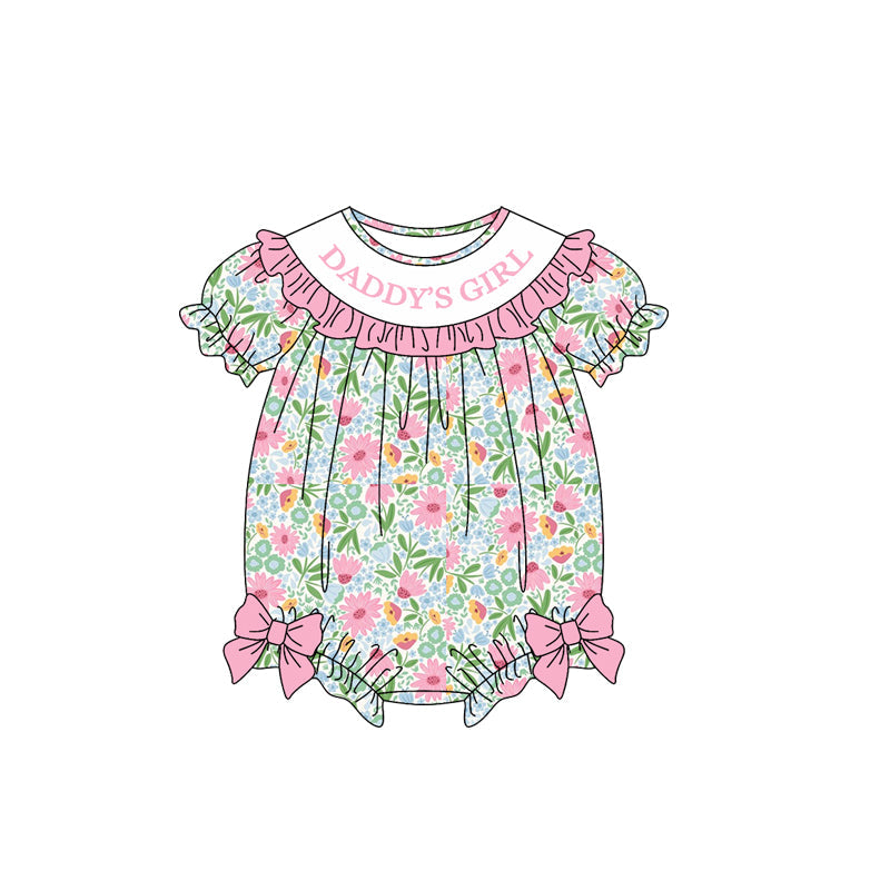 Preorder MOQ 5 pcs Each Style DADDY'S GIRL Floral Ruffles Baby Girls Romper Kids Matching Clothes