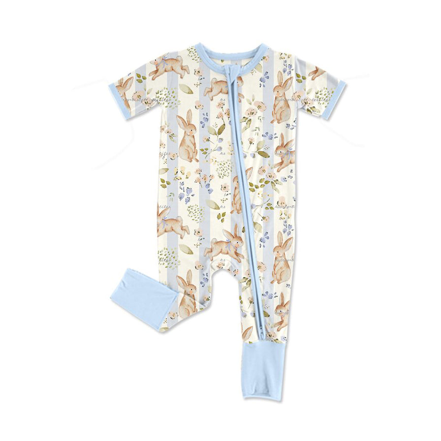 Preorder MOQ 5 pcs Each Style Easter Bunny Flower Blue Kids Matching Clothes