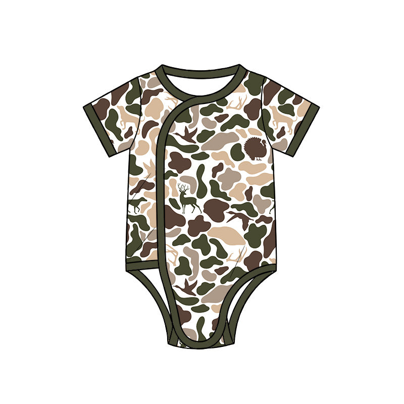 Preorder MOQ 5 pcs Each Style Hunting Camo Baby Side Snap Romper Kids Matching Clothes