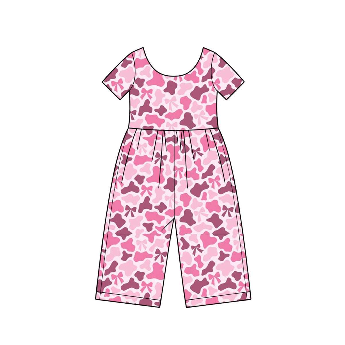 Preorder MOQ 5 pcs Each Style Hunting Camo Bows Girl's Jumpsuit Kids Matching Clothes