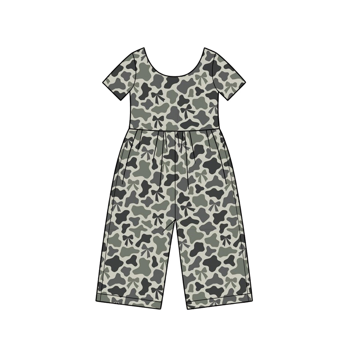 Preorder MOQ 5 pcs Each Style Hunting Camo Bows Girl's Jumpsuit Kids Matching Clothes