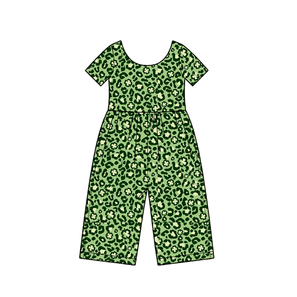 Preorder MOQ 5 pcs Each Style Saint Patrick Leaves Girl's Jumpsuit Kids Matching Clothes