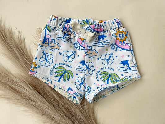 SS0104 Blue Sun Beach Boys Bathing Suits Swimsuits Swimming Trunks